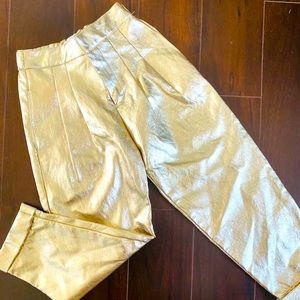 Zara Gold Metallic Paperbag Pants